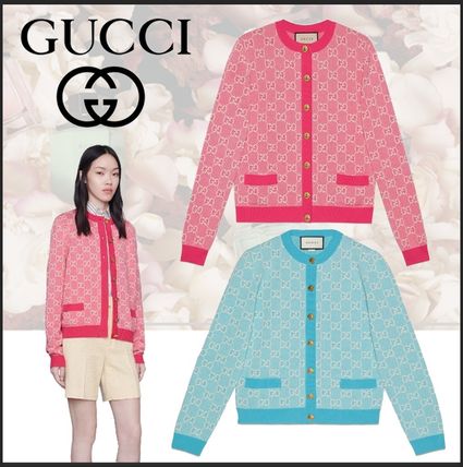 GUCCI 2020 21AW Casual Style Wool Long Sleeves Elegant Style Logo Cardigans