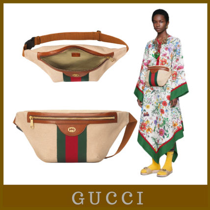 GUCCI 2020 SS Casual Style Canvas 2WAY Plain Leather Crossbody Co ord 575082 98BEG 9685 