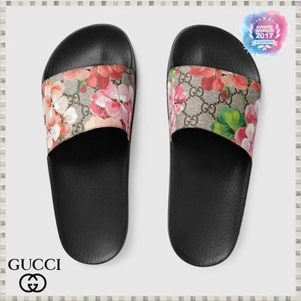 GUCCI GG Supreme 2019 SS Gg Blooms Supreme Floral Slide Sandal