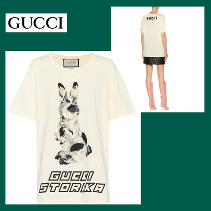 GUCCI 2018 19AW Crew Neck Cotton Medium Short Sleeves T Shirts 