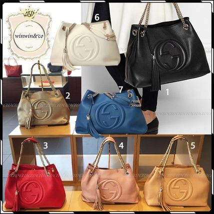 GUCCI Soho A4 Plain Leather Handbags 