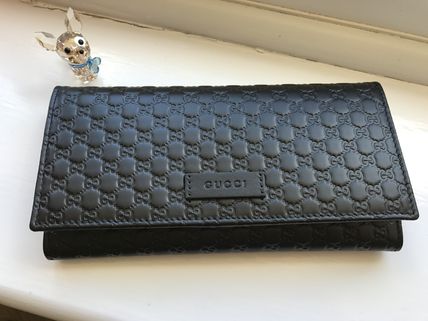 GUCCI Monogram Leather Handmade Folding Wallet Long Wallets 