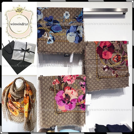 GUCCI Flower Patterns Logo Lightweight ScarvesShawls 