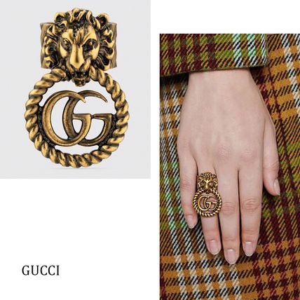 GUCCI Lion Head Ring With Double?G 605861 I4600 0933 