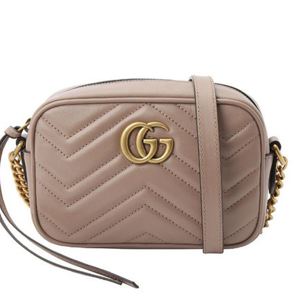 GUCCI GG Marmont 2019 Cruise Casual Style Unisex Plain Leather Party Style Office Style 