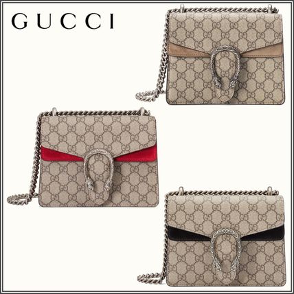 GUCCI Dionysus Canvas Suede 2WAY Chain With Jewels Crossbody Logo