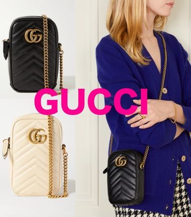 GUCCI GG Marmont 2020 SS Unisex Plain Leather iPhone 8 iPhone 8 Plus iPhone X 