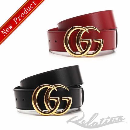 GUCCI GG Marmont 2020 21AW Wide Leather Belt With Double G Buckle