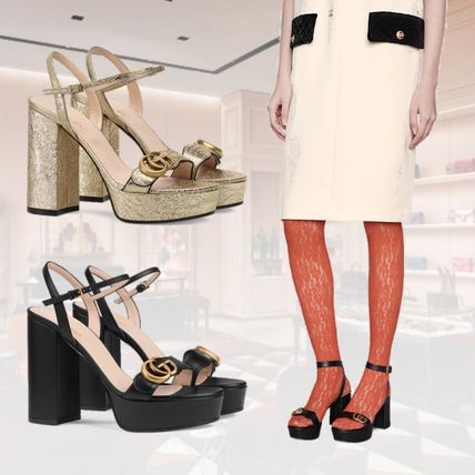 GUCCI GG Marmont Platform Sandal With Double?G 573021 A3N00 1000 