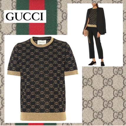 GUCCI 2019 Cruise Crew Neck Wool Medium Short Sleeves Logo V neckCrew neck 