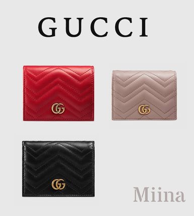 GUCCI 2020 21AW Unisex Leather Folding Wallet Folding Wallets