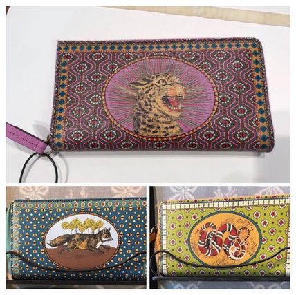 GUCCI 2020 SS Leopard Patterns Leather Long Wallet Logo Long Wallets 