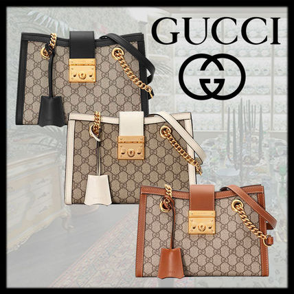 GUCCI 2020 SS Monogram Canvas Blended Fabrics Leather Shoulder Bags