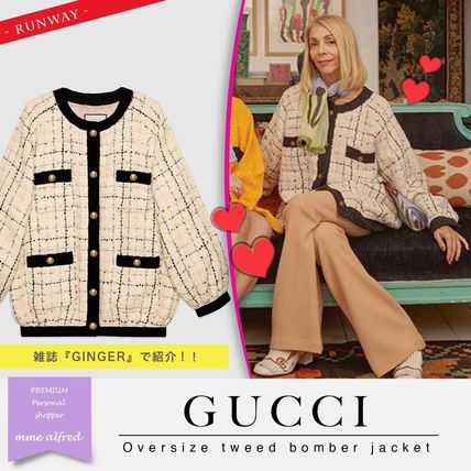 GUCCI Other Plaid Patterns Tweed Medium With Jewels Oversized 