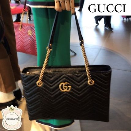 GUCCI Chain Leather Totes 