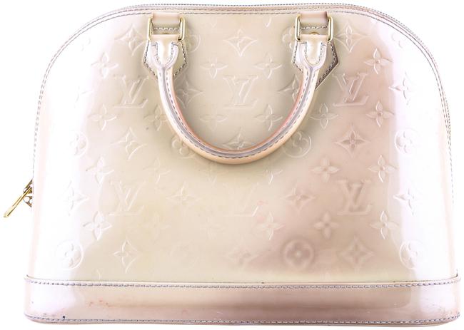 Louis Vuitton Alma Citrine Vernis Leather Satchel Beige Tote