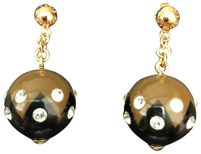 Louis Vuitton Black Brown 2 Toned with Crystals Earrings