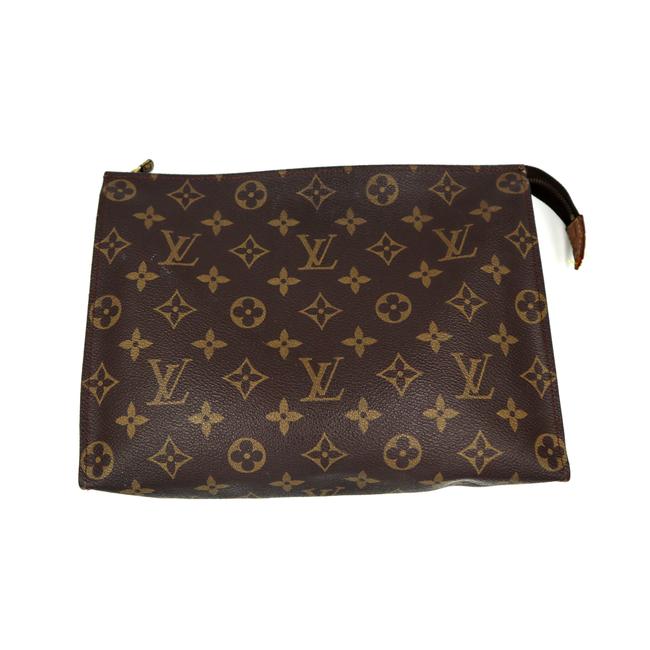 Louis Vuitton Brown Pochette Clutch Vintage Large Travel Cosmetic Bag