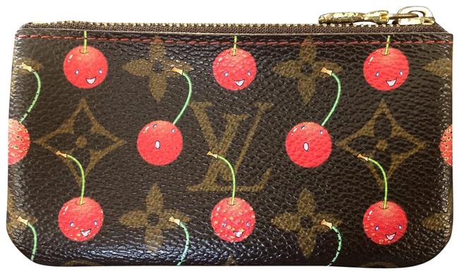 Louis Vuitton Monogram Browns Cerise Murakami Cherry Cles Coin Purse Wallet