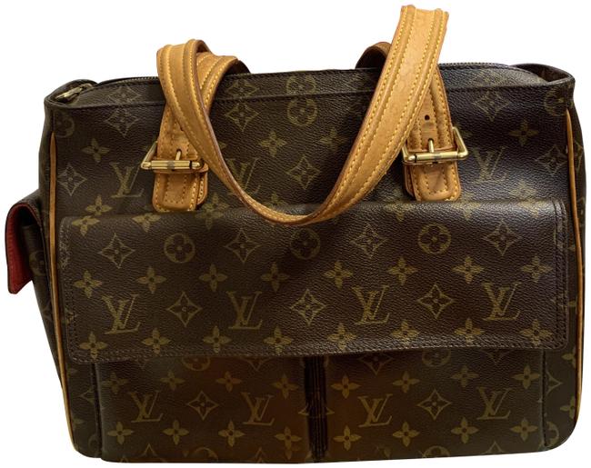 Louis Vuitton Multipli Cite Gm Brown Red Monogram Canvas Shoulder Bag
