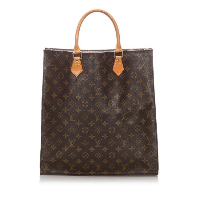 Louis Vuitton Sac Plat Monogram Brown Leather Tote