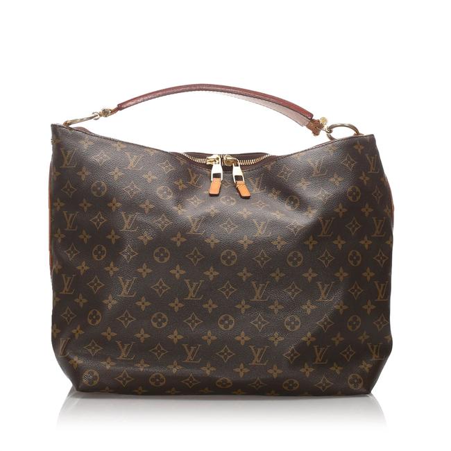 Louis Vuitton Sully Monogram Mm Brown Leather Hobo Bag