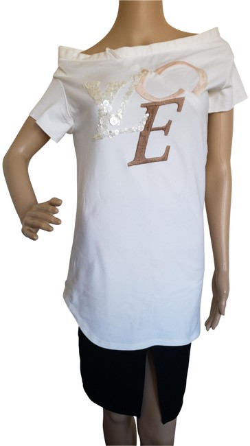 Louis Vuitton White Multicolor Lv Love Logo Sleeve Tee Shirt Size 4 S