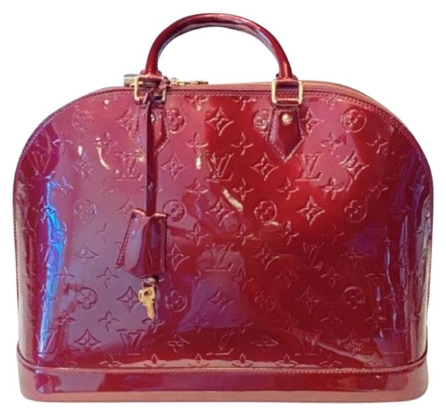 Louis Vuitton Alma Gm Armarante Burgundy Monogram Vernis Satchel