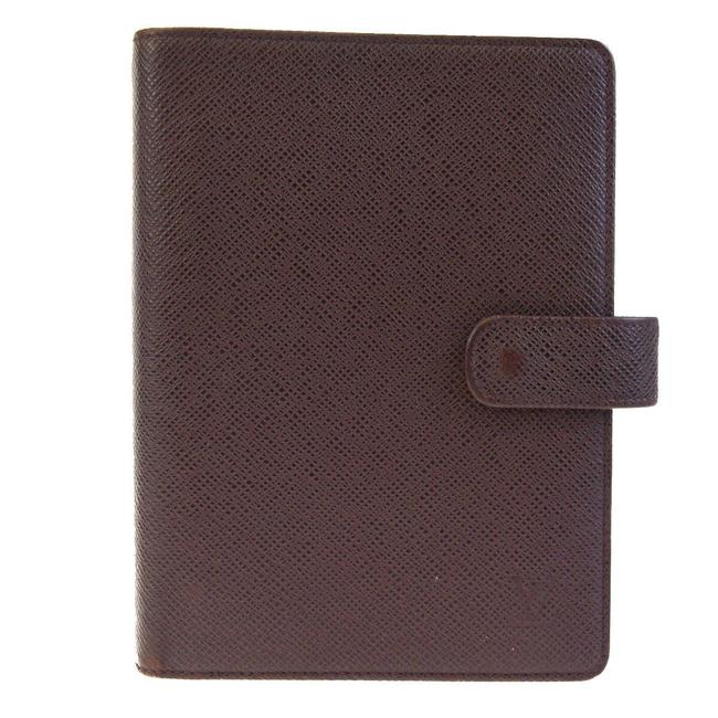 Louis Vuitton Acajou Agenda Mm Day Planner Cover Taiga Leather Wallet