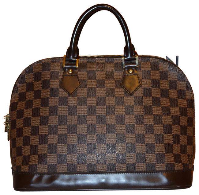 Louis Vuitton Alma Damier Ebene Brown Canvas Satchel