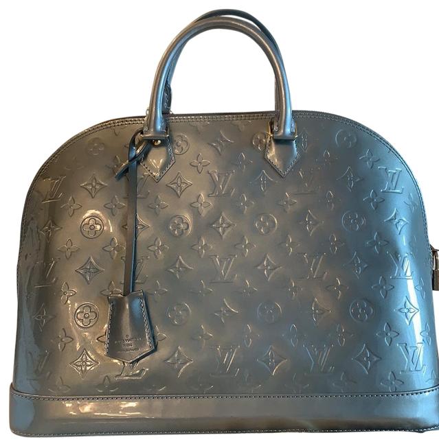 Louis Vuitton Alma Gm Mongram Vernis Blue Patent Leather Satchel