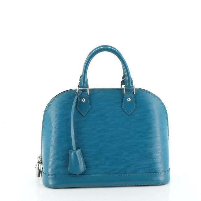 Louis Vuitton Alma Handbag Epi Pm Blue Leather Satchel