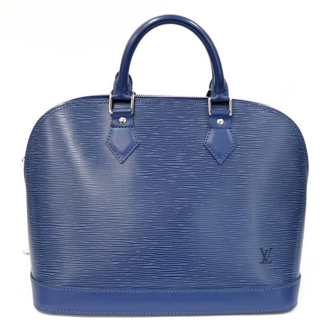 Louis Vuitton Alma Handbag M5280g Ladies Men Blue  Navy Epi Leather Satchel