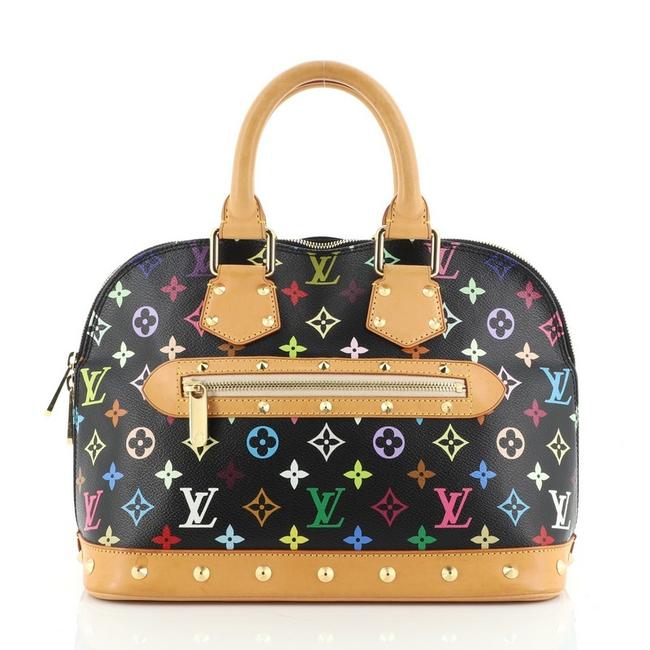 Louis Vuitton Alma Handbag Monogram Black Multicolor Coated Canvas Satchel