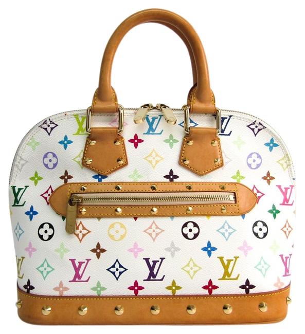 Louis Vuitton Alma M92647 Women Handbag Blanc Monogram Multicolore Satchel