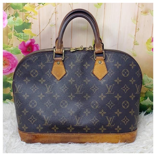Louis Vuitton Alma Monogram Brown Leather Satchel