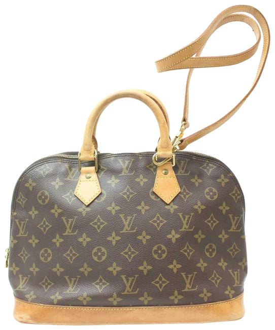 Louis Vuitton Alma Monogram with Strap 870845 Brown Cotton Canvas Satchel