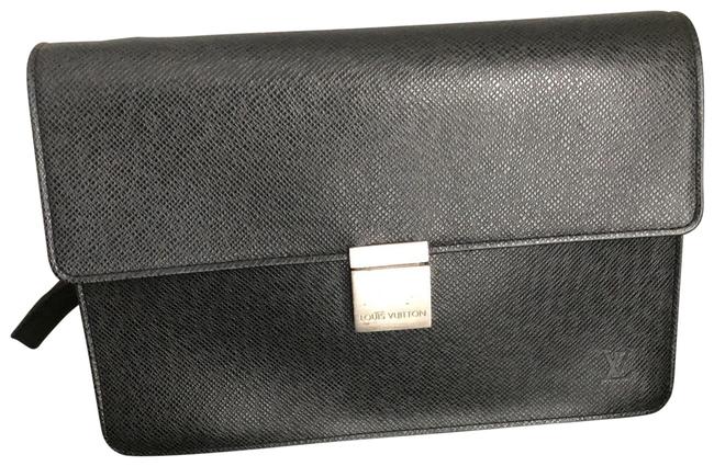 Louis Vuitton Ardoise Taiga Leather Selenga Black Clutch
