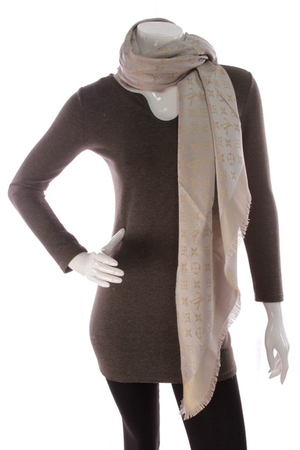 Louis Vuitton Beige Monogram Shine Shawl Greige Scarf Wrap