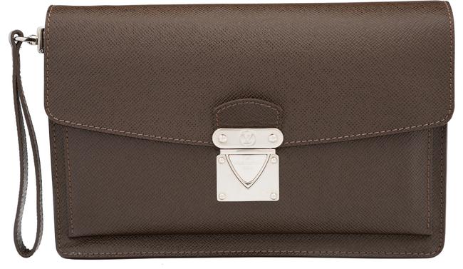 Louis Vuitton Belaia Brown Taiga Leather Clutch