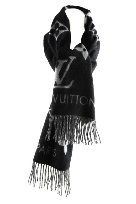 Louis Vuitton Black Cashmere Monogram Reykjavik Scarf Wrap
