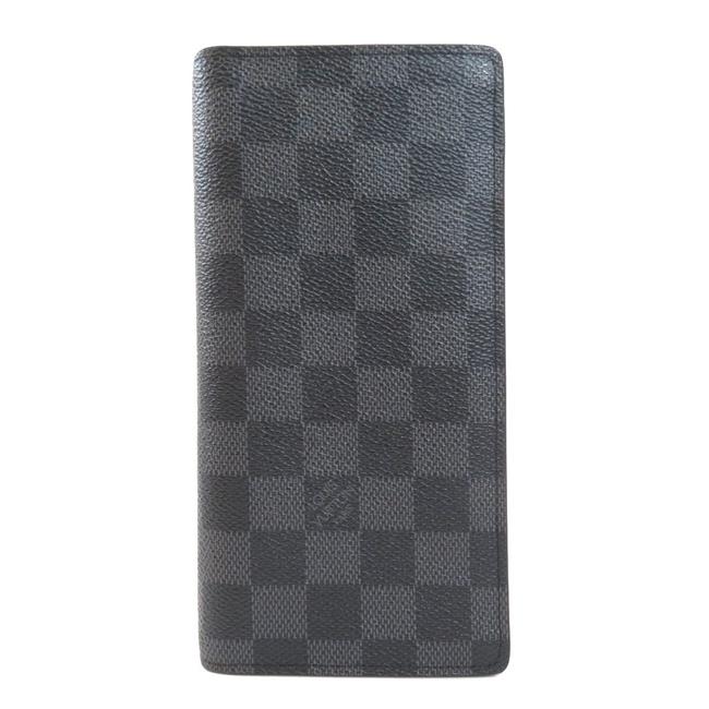 Louis Vuitton Black  Damier Canvas  Damier Graphite Long N62227 Wallet