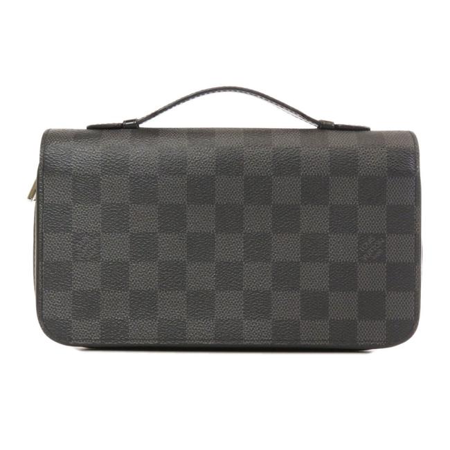 Louis Vuitton Black  Damier Canvas Long N41503 Zippy Men Wallet