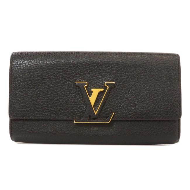 Louis Vuitton Black Long M61248 Capsine Calf Ladies Wallet