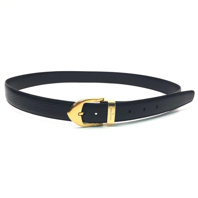 Louis Vuitton Black W Mens Epi Leather Gold Buckle Belt
