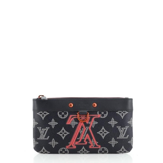 Louis Vuitton Blue Coated Canvas Clutch