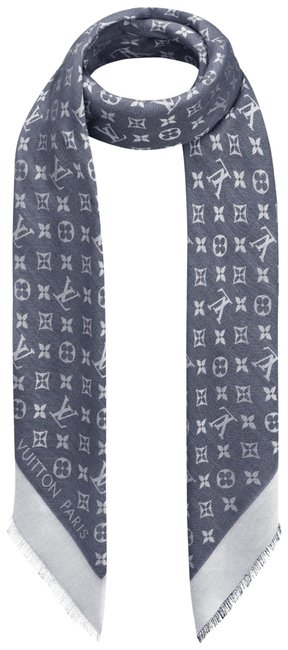 Louis Vuitton Blue Denim Monogram Shawl Scarf Wrap