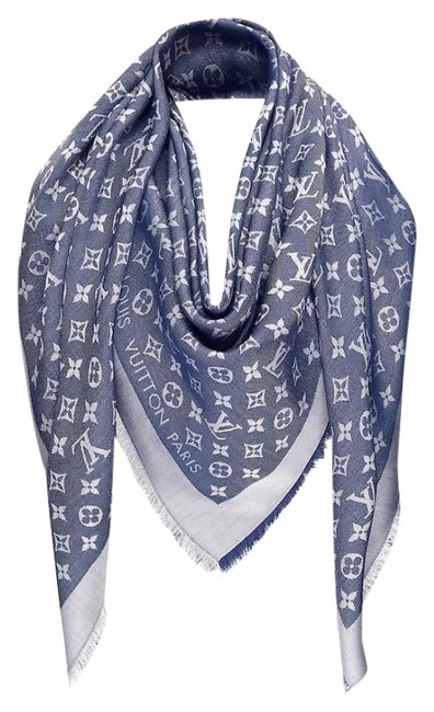 Louis Vuitton Blue Monogram Denim Shawl M71376 Scarf Wrap