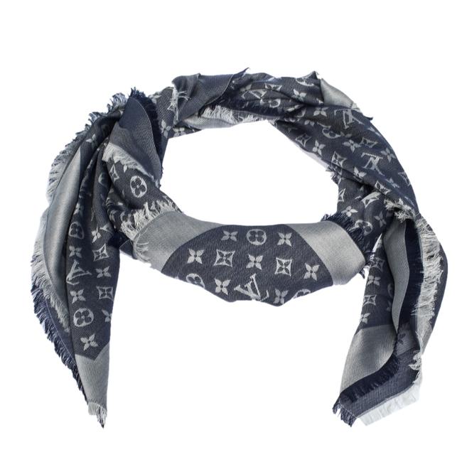 Louis Vuitton Blue Monogram Denim Shawl Scarf Wrap