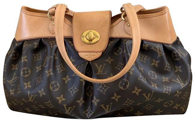 Louis Vuitton Boetie Mm Monogram Brown Beige Canvas Leather Satchel